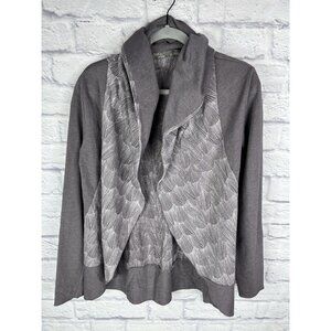 PRANA Women's Gray Geo Print Hooded Lightweight Cardigan Small